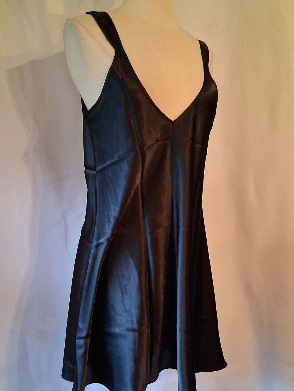 Oscar de la Renta Pink Label classic black satin night dress - sz M